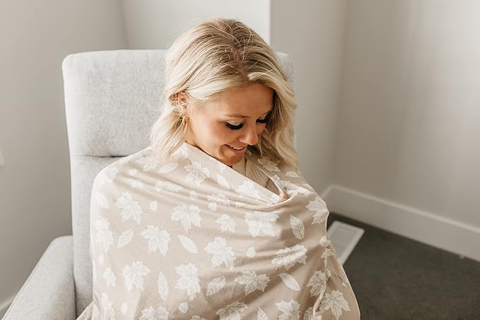 Copper Pearl Multi-Use Cover: Car Seat Covers, Nursing Cover, and Stroller Cover for Sun - Stretchy Fabric, All-Season Use, Stylish Designs, Easy Access for Moms - Oak