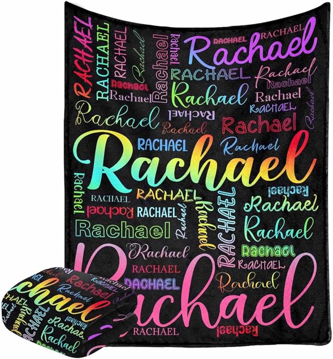 M YESCUSTOM Custom Baby Blanket with Name, Personalized Name Throw Blanket for Girls Boys Kids Colorful Customized Flannel Blanket for Men Women Valentines Day Mother's Day Christmas Newborns