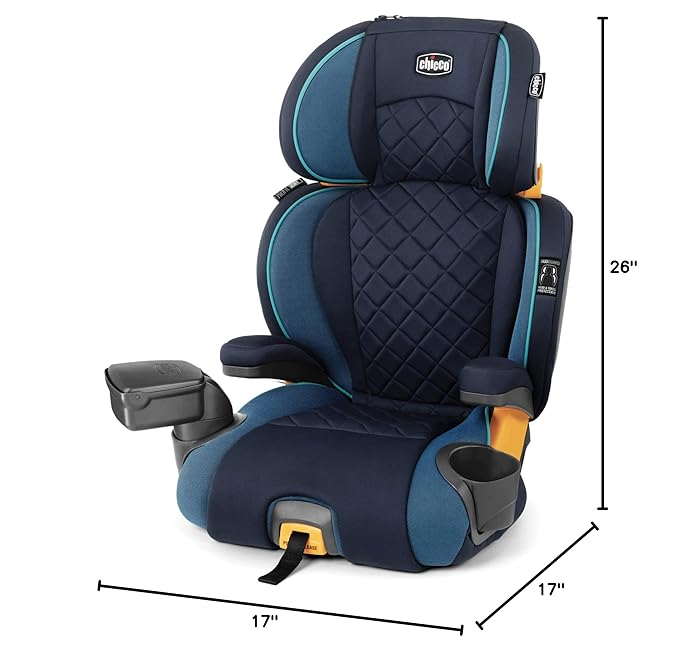 Chicco KidFit Zip Plus 2-in-1 Belt-Positioning Booster Car Seat, Backless and High Back Booster Seat, for Children Aged 4 Years and up and 40-100 lbs. | Seascape/Blue