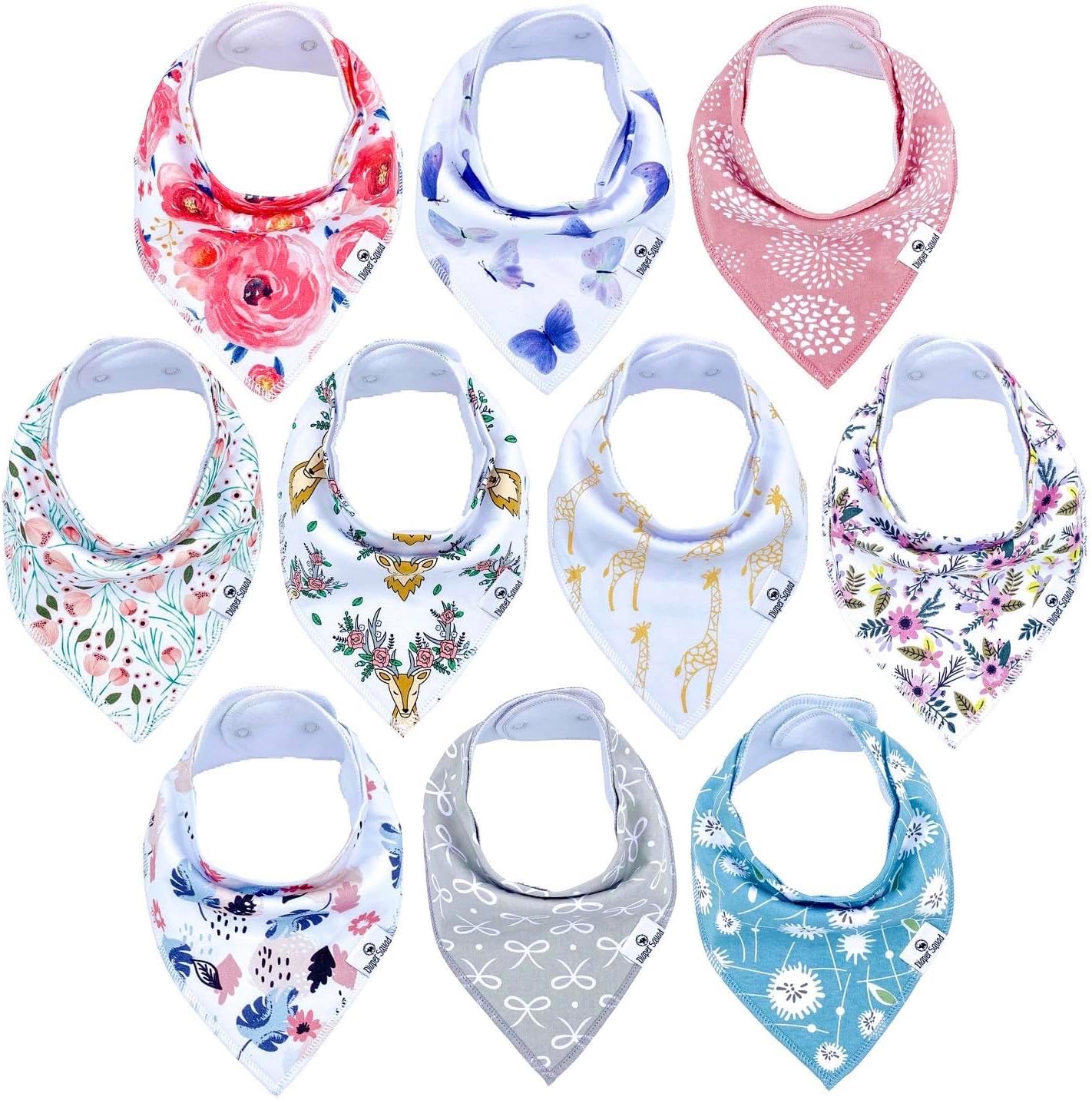 DiaperSquad's Baby Bibs for Drooling and Teething, Bibs for Boys, Baby Girl - Solid Cotton Baby Drool Bibs