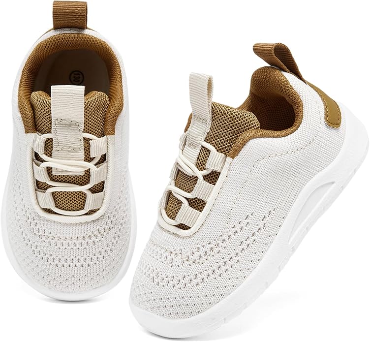 MORENDL Toddler Slip On Sneakers Baby Walking Shoes Non-Slip Breathable Unisex Pink Mesh Lace-Up Athletic Sneakers Infant Running Shoes