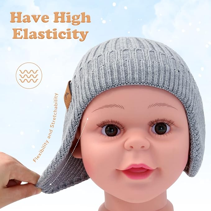 POXIMI Baby Boy Winter Hat Toddler Warm Beanie Girl Knit Hats with Earflap Kid Cute Earmuffs