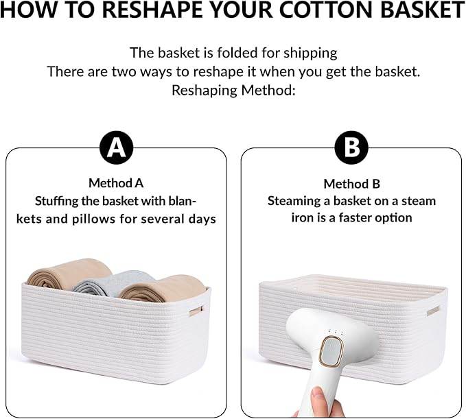 Large Storage Baskets for Organizing, Closet Shelf Baskets for Clothes Blanket Towels, Baby Nursery, Toy Bins Box, Woven Rope Baskets, 17 x 13 x 7.5”, 4 Packs Off White