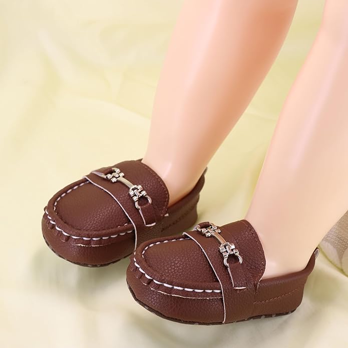 LONSOEN Baby Girls Boys Loafers Prewalker Dress Crib Shoes