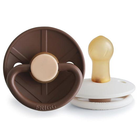 FRIGG Little Viking Natural Rubber Baby Pacifier 2-Pack | Made in Denmark | BPA-Free (Cocoa/Cream, 0-6 Months)