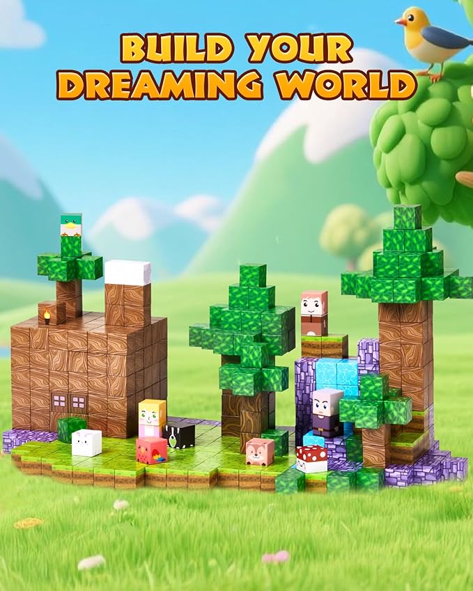 126PCS Magnetic Building Blocks: Forest Castle Magnetic Blocks Building Toys, Toddler Magnet Toys STEM Building Game Sensory Gift for Kids Ages 3 4 5 6 7 8 9+ Boys Girls Birthday Gifts