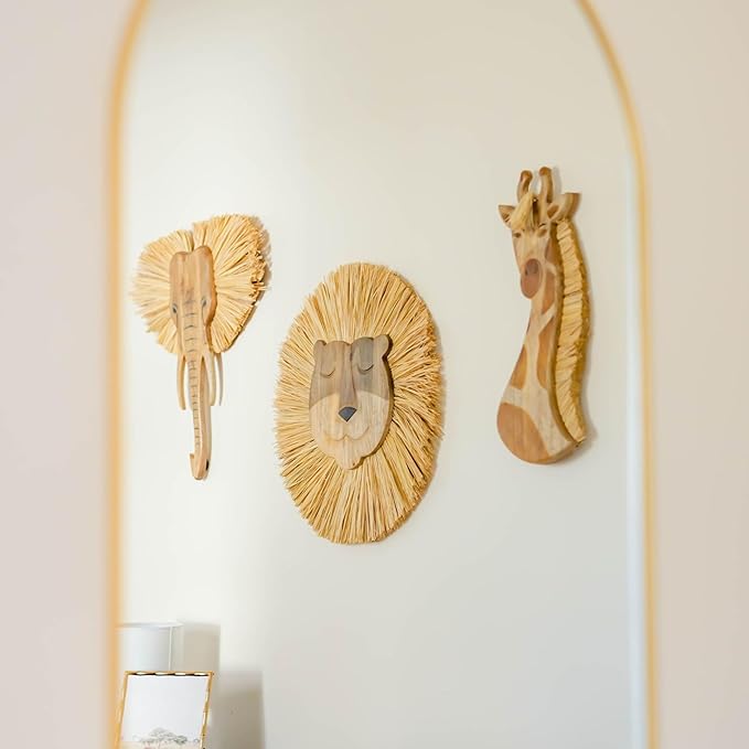 Crane Baby Wooden Safari Wall Decor, Wood Animal Nursery Wall Art, Boho Gender-Neutral Safari Room Decor Elephant 21L X 21W Brown