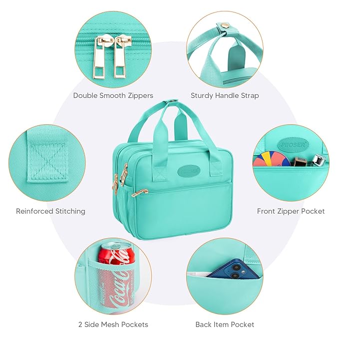 PIIOSER Breastmilk Cooler Bag with Ice Pack, Compatible with Wearable Breast Pumps & Accessories - Portable Pumps Carrying Case for Nursing & Working Moms (Green-Small)