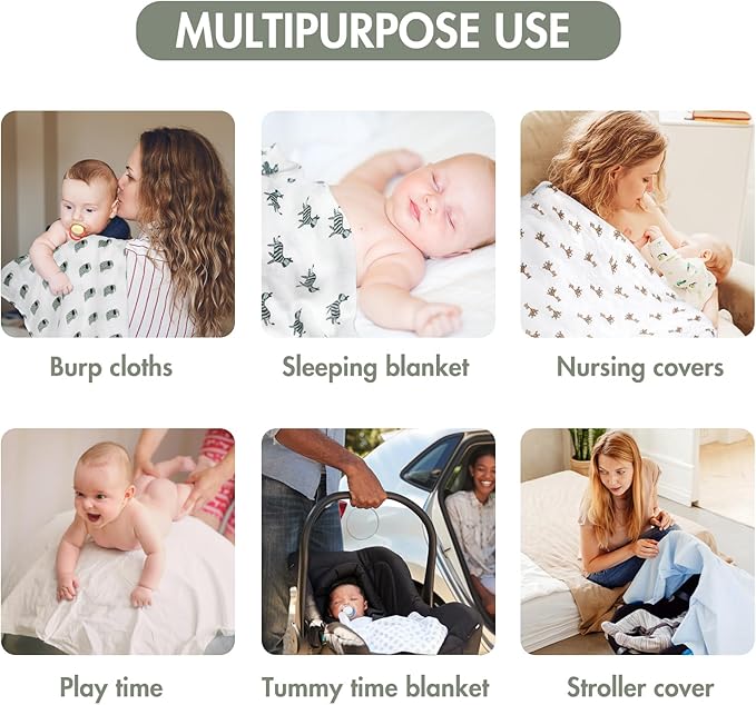 GLLQUEN BABY Receiving Blanket Boy Cotton Muslin Swaddle Blankets Girl Newborn Squares Breathable & Soft Thin Baby Blankets Cloths Double Absorbent Infant Swaddling Wrap - 6 Pack (Giraffe)