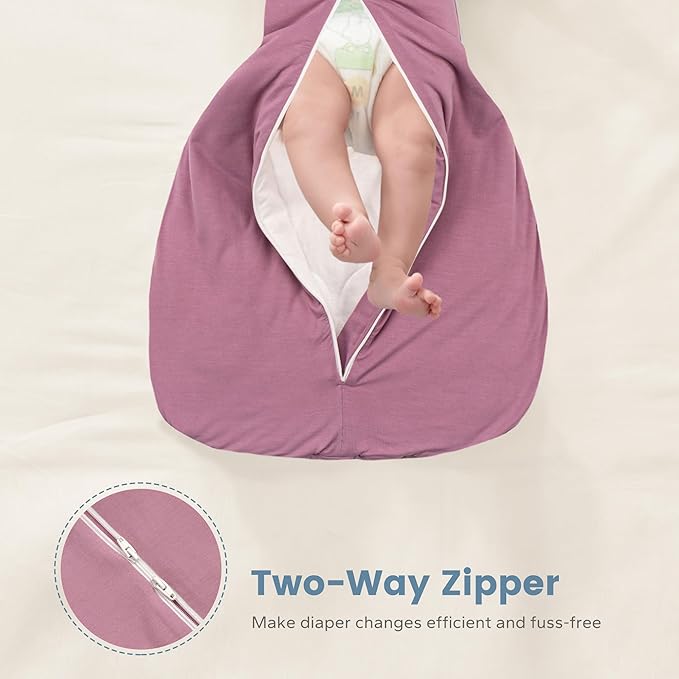ZIGJOY Shark-Fin Transition Swaddle - 2.5 Tog Rayon Made from Bamboo Sleep Sack Transitional Swaddle Sack Baby Wearable Blanket, Purple, 3-6 Months
