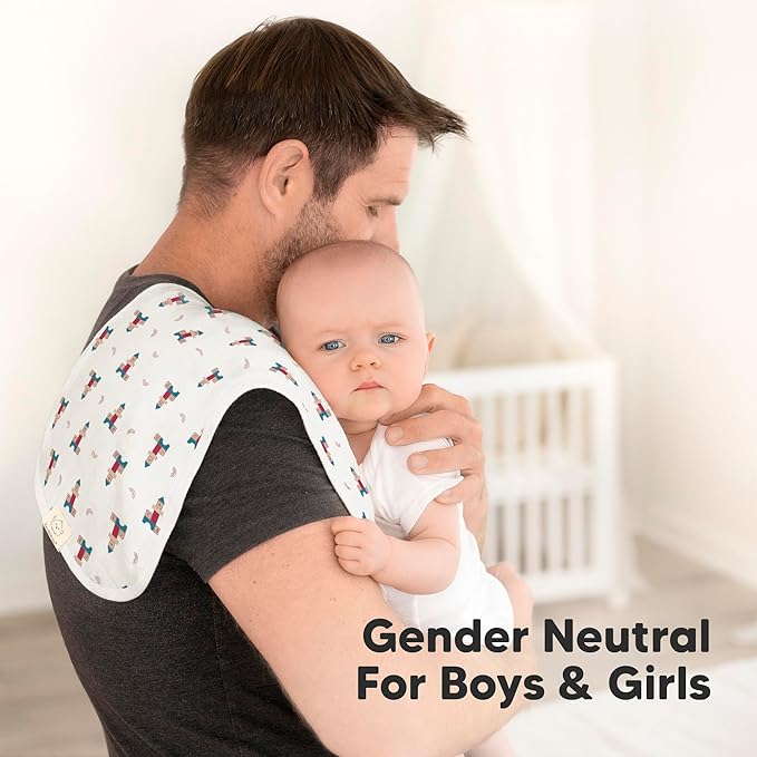 5-Pack Muslin Burp Cloths Baby Boy, Girl - Very Absorbent Baby Burp Cloth Rags, 8-Layers Viscose Derived from Bamboo Cotton Muslin Towel, Super Soft Spit Up Rags, No Shrink Washcloths (Toy Land)