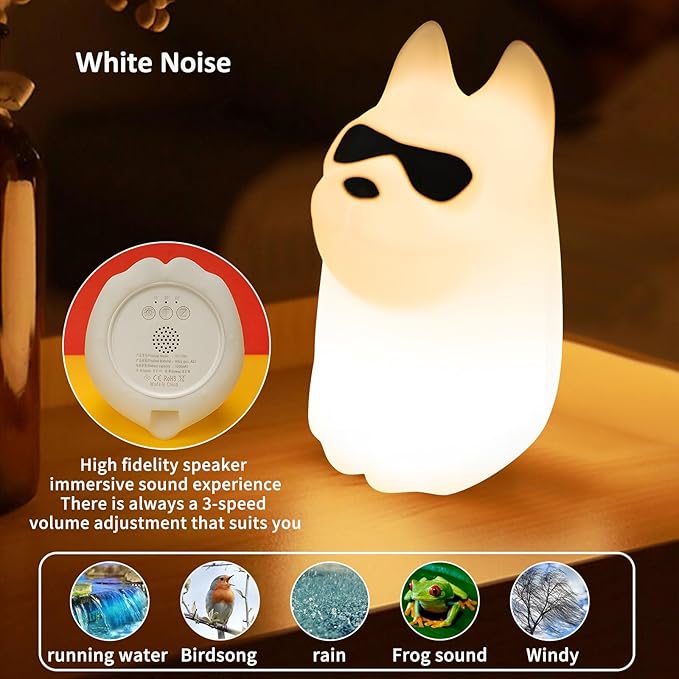Cute Dog Night Light, 7 Colors Want Want Nightlight, LED Bedside Lamp, Touch-Sensitive for Bedroom, Living Room,Dorm Room Decor for Christmas Gift Baby Kids Girls Teens