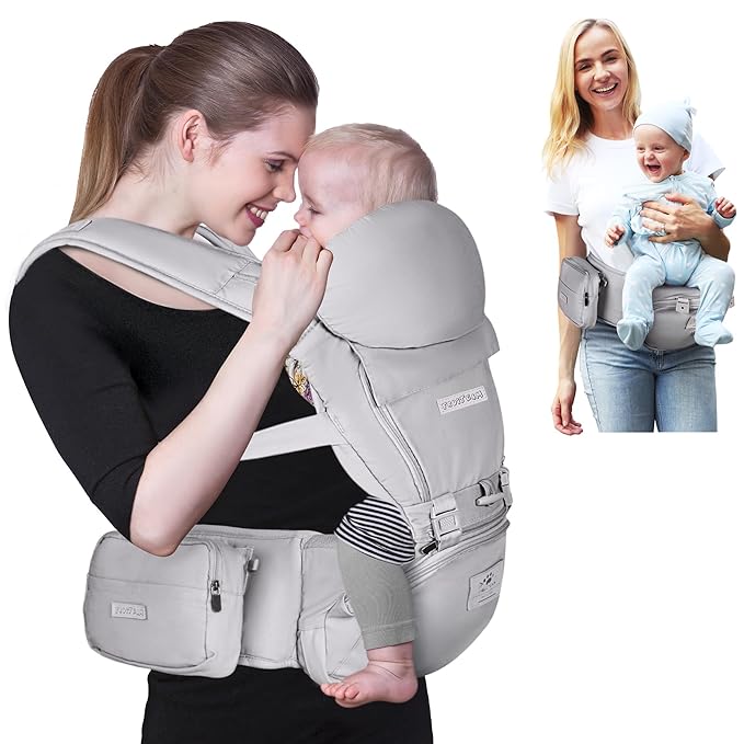 FRUITEAM Baby Carrier Newborn to Toddler - Safety-Certified Waist Stool with Hip Seat, Ergonomic 6-in-1 Baby Carrier with Head Support, Great for Travel and Outdoor Activities