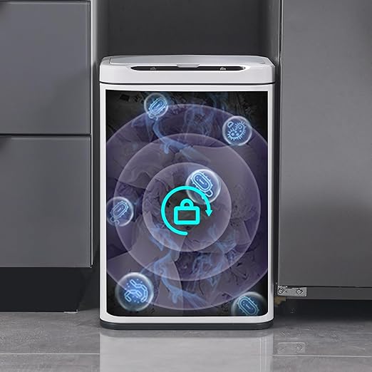 ELPHECO Stainless Steel Office Trash Can Motion Sensor Garbage Can Touchless Smart Trash Can Automatic Waste Bin for Kitchen, Office, Bathroom (White, 5.5 Gallons)