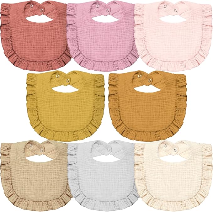 Lictin 8-Pack Muslin Baby Bibs - Bandana Drooling and Teething Bibs, Unisex Cotton