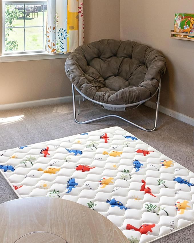 Odorless Premium Foam Baby Play Mat, Soft Microfiber Fabric Crawling Mat for Floor- Comfortable and Hypoallergenic, Non-Slip Cushioned Floor Playpen mat for Infants,Babies,Toddlers