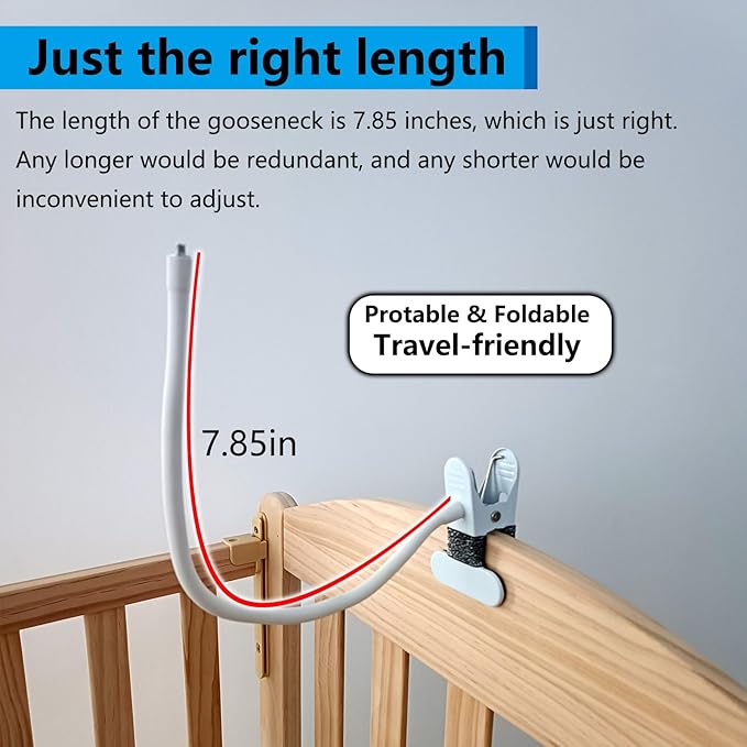Baby Monitor Mount, 360°Adjustable, No Drill Install, Safe to Baby and Furniture, Baby Monitor Clip Baby Camera Mount for Crib Room, Compatible with HelloBaby HB65 HB66 HB6550 HB6558 HB248 Hello Baby
