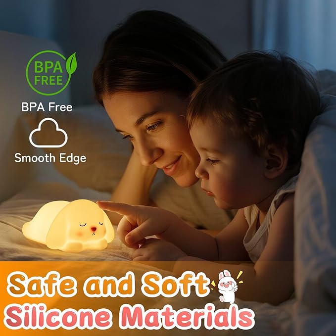 Tremdwoto Bunny Night Light for Kids - 16 Color Changing, Rechargeable Dimmable Nursery Lamp with 1/3 H Timer, Cute Animal Night Light for Baby Boys Girls, Kawaii Room Decor Gift
