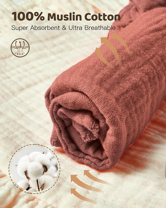 Lictin 8-Pack Muslin Baby Bibs - Bandana Drooling and Teething Bibs, Unisex Cotton