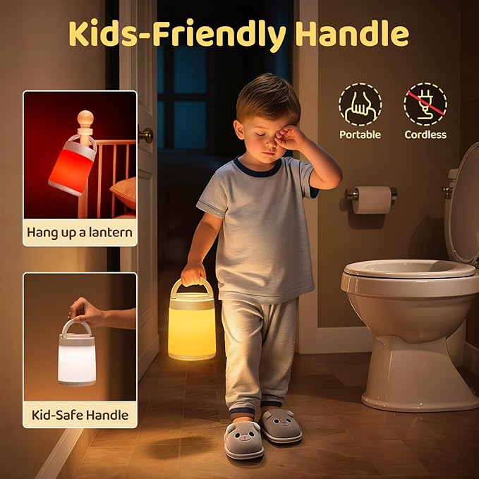 Night Light for Kids,10 Colors+8 Dimmable Baby Night Lights for Nursery Lamp,Portable+Remote+Touch Nightlight for Kids Room,1800mAh Rechargeable night light for Breastfeeding,Red Toddler Night Light