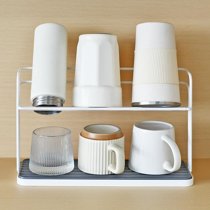 Bottle Drying Rack, Cup Drying Rack,Tumbler Drying Rack with Drain Tray (White)