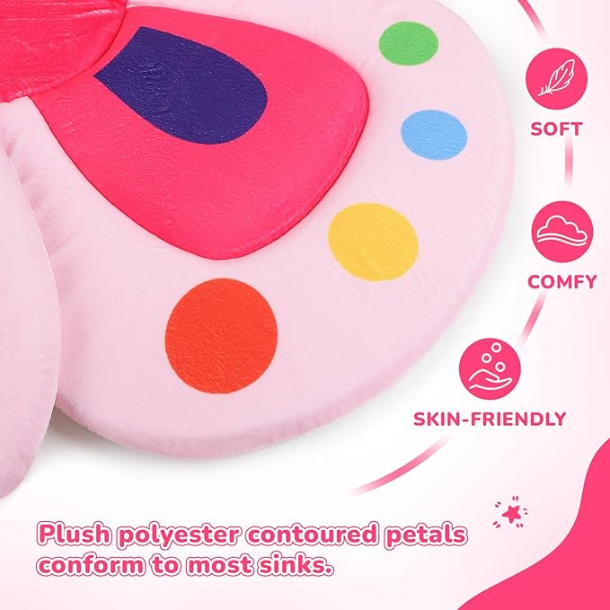 Baby Bath Pad for Infant Bathtub Sink, Non-Slip Flower Bathtub for Infants 0-6 Months, Soft Baby Sink Bath Cushion for Babies Bath Time, Newborns Bath Essentials Must Haves-Butterfly
