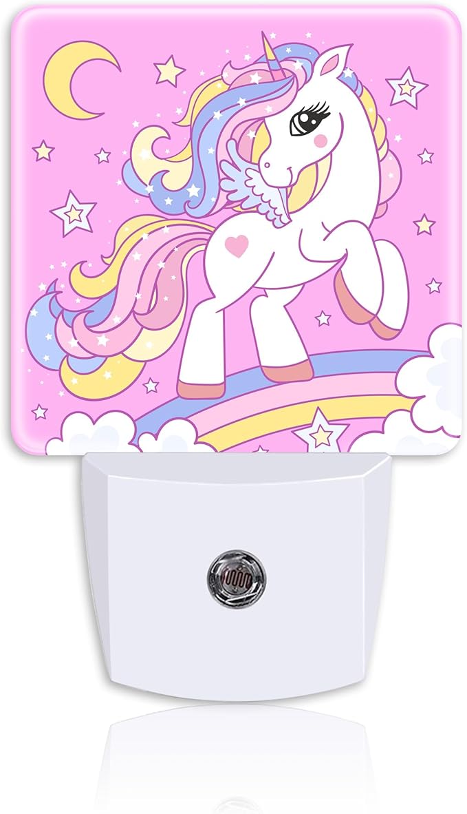 Night Light for Kids Girls Boys,Cartoon Unicorn on Rainbow Bridge LED Night Light Plug into Wall with Dusk to Dawn Sensor for Room Decor,Hallway,Kitchen,Bathroom,Nursery,Stairs