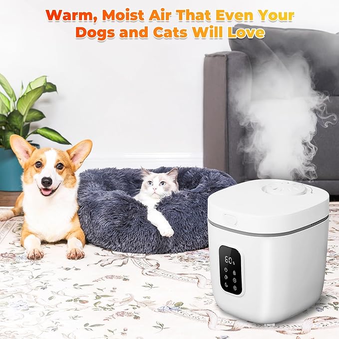 3.3L Warm Mist Humidifier for Bedroom Large Room, Stainless Steel Air Humidifier 0.87Gal Steam Humidifiers with Humidity Sensor Sleep Mode Auto Shut-off, Quiet & Safe for Baby Nursery Office Plants