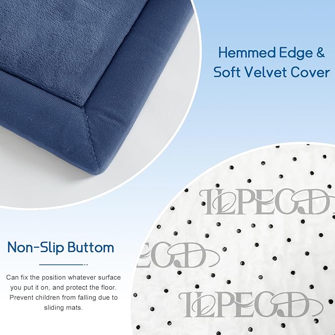 Baby Play Mat for Floor Tummy Time Mat Nursery Muscle Area Rug Playroom Rug Tatami 59"*71" Memory Foam 1.3" Thick Crawling For Babies,Toddlers, Infants, Kids,Floor(Blue)