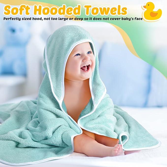 Chumia 6 Pack Baby Bath Towel Coral Fleece Soft Absorbent Newborn Hooded Towel for Kid 30 x 30 Inch Toddler Bath Blanket for Babies Infant Shower Gift(Mixed Colors)