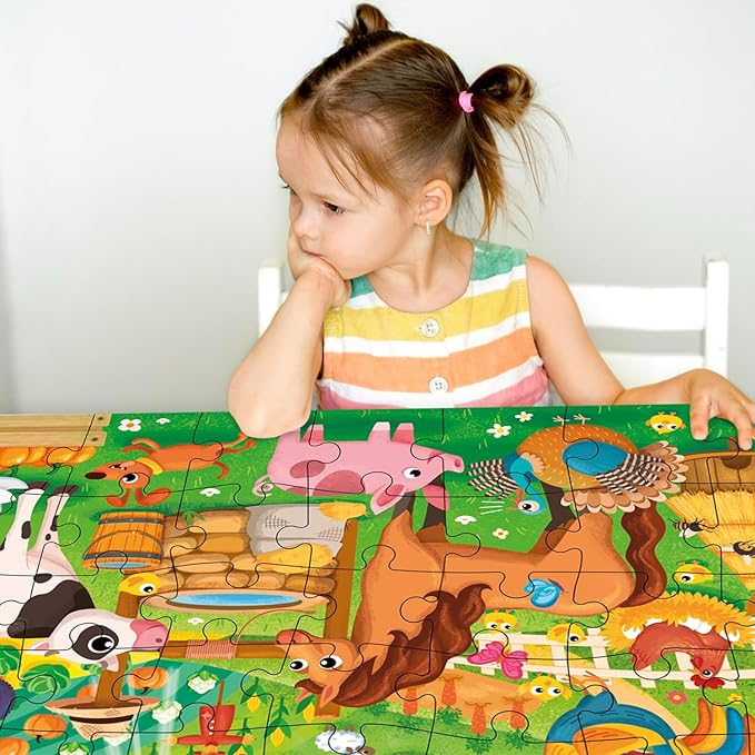 QUOKKA Giant Floor Puzzle for Kids Ages 4-6 – 2x3 Feet Extra-Thick 48 Pieces Toddler Puzzle Ages 3-5 – Farm Educational Activity for Boys Girls – Premium Box with Sturdy Handle & Magnetic Closure