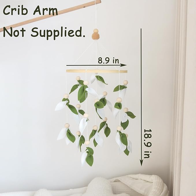 Green Leaf Crib Mobile, Forest Crib Mobile for Boys & Girls, Forest Baby Mobile for Crib, Woodland Mobile for Crib