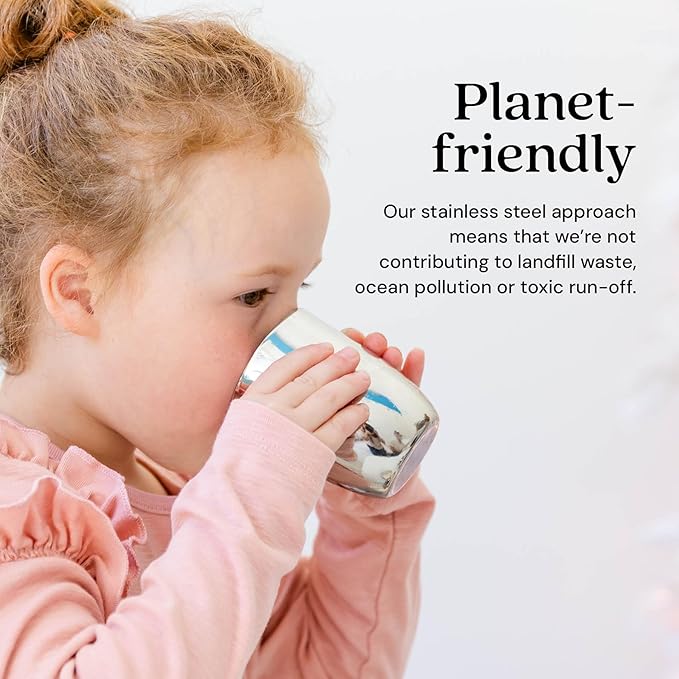 Ahimsa Stainless Steel Kids Cup - Pediatrician Designed Toddler Cups for Open Cup Training, 8oz, 100% BPA Free & Dishwasher Safe (Classic Single)