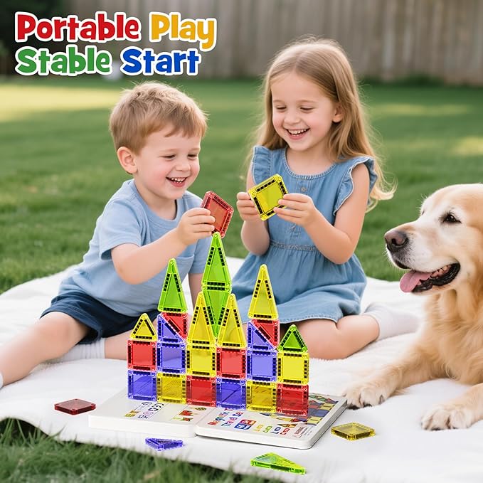 Magnetic Building Toys STEM Magnet Travel Construction Set with Storage Box - Educational Birthday Gifts for Boys & Girls Magnetic Building Toys for 3-8 Year Olds(40 PCS)