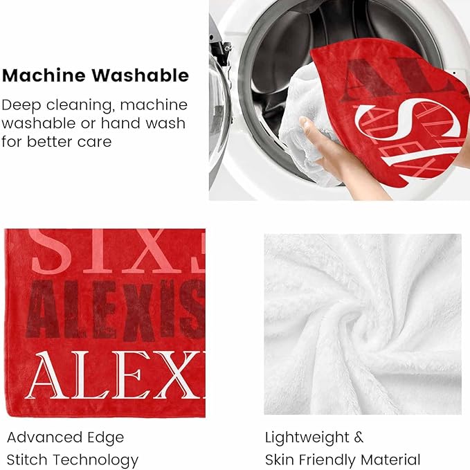 M YESCUSTOM Custom Name Blankets with Name, Personalized Baby Blankets for Kids Bed Throw Blanket for Girls Boys Customized Baby Blanket Birthday Valentines Day Red