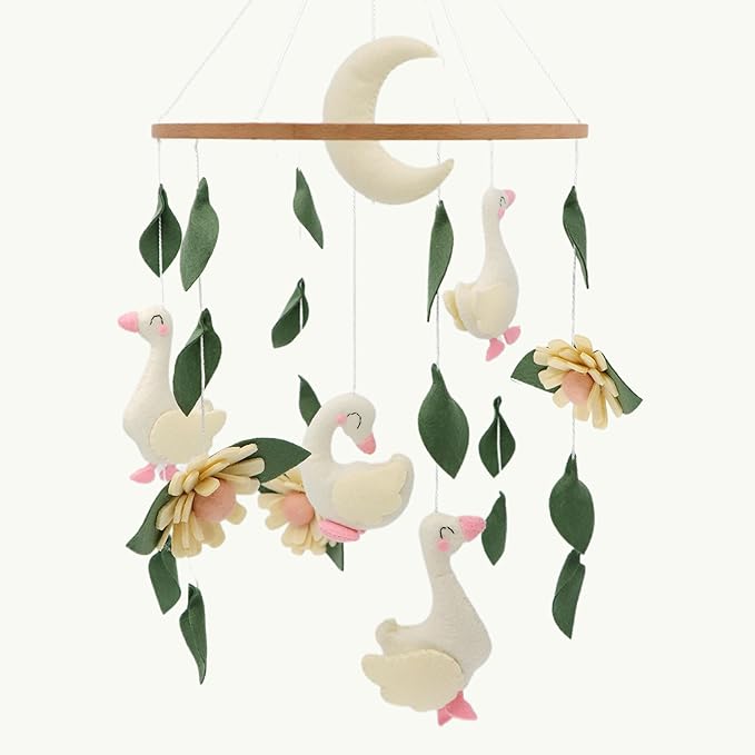 Goose Mobile for Crib Handmade Felt Nursery Decor Crib Mobile Goose for Bassinet Baby Shower Newborn Baby Gift (Goose)