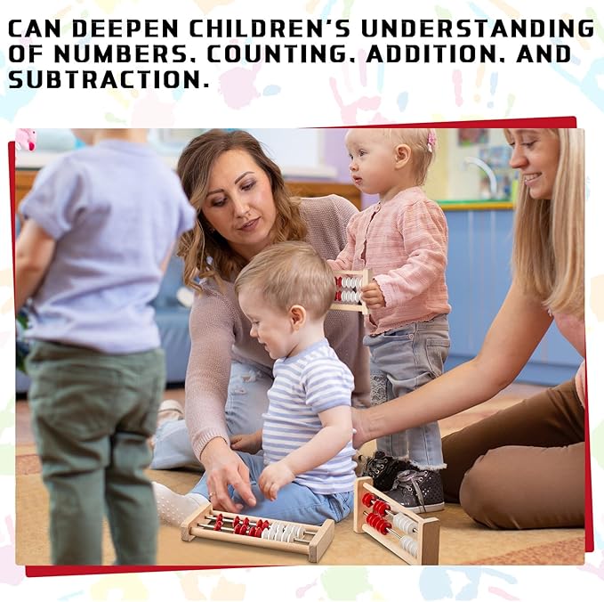 12 Pcs Mini 20-Bead Wooden Rekenrek Abacus, Abacus for Kids Math, Math Counters Manipulatives Counting Rack for Kids Educational Toys Elementary Toddlers Preschool Learning