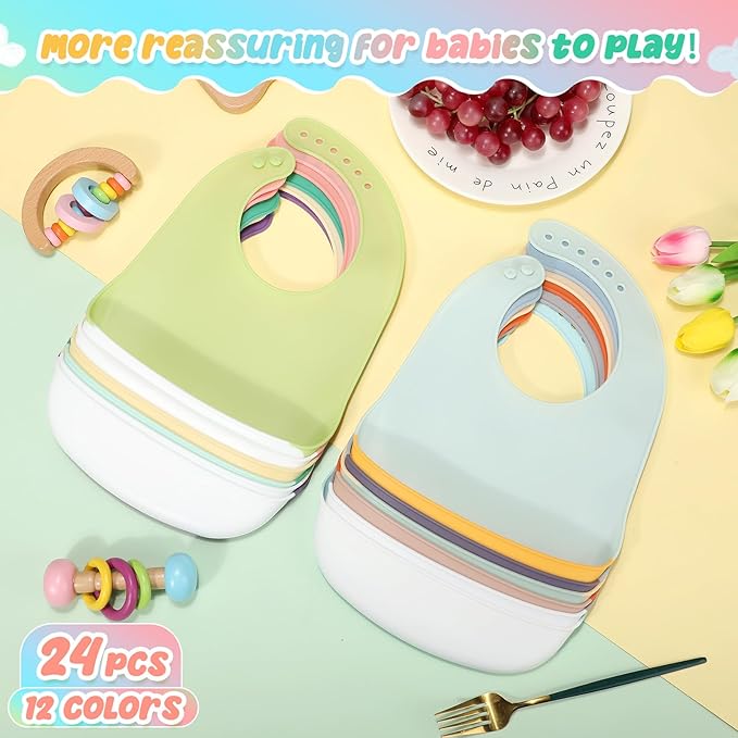 Mepase Silicone Bibs Waterproof Silicone Baby Bibs Soft Adjustable Baby Feeding Unisex Kid Eating Supplies