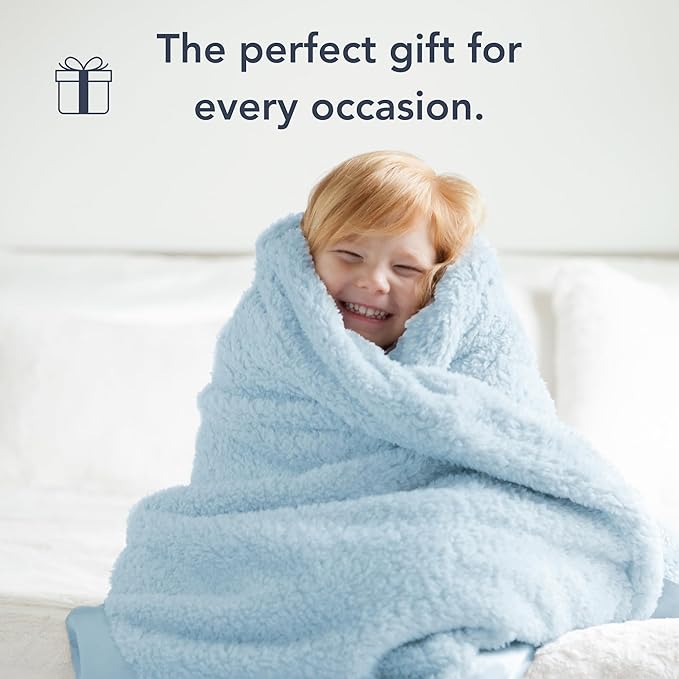 Little Giraffe Chenille Baby Blanket – 29x35” Soft Chenille with Satin Trim, Blue - Ultra-Soft, Gentle & Safe, Lightweight & Breathable - Ideal for Newborns & Toddlers