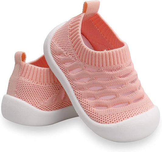 Baby First-Walking Shoes 1-4 Years Kid Shoes Trainers Toddler Infant Boys Girls Soft Sole Non Slip Cotton Canvas Mesh Breathable Lightweight TPR Material Slip-on Sneakers Outdoor
