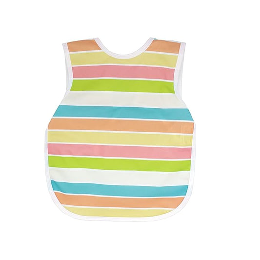 BapronBaby Rainbow Stripes Bapron - No Neck Tie Safer Bib for Baby & Toddler - Soft Waterproof Stain Resistant - Machine Washable - Sz Baby/Toddler 6m-3T