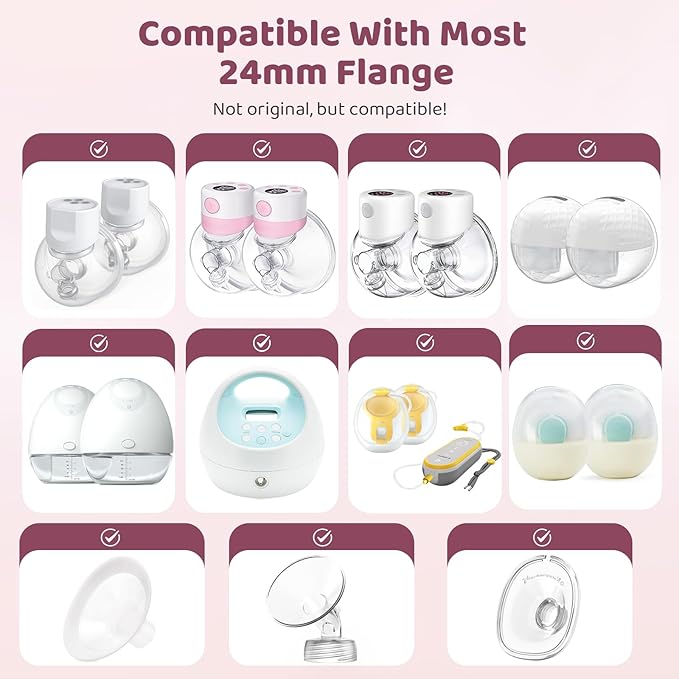 Flange Inserts 19mm for 24mm Flange/Shield, Flange Sizing Kit Silicone Flange Insert, Reduce 24mm Nipple Tunnel Down to 13mm, Breastfeeding Essentials Kit for New Moms, 2PCS