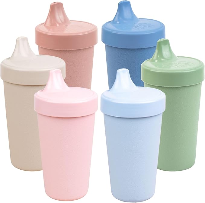 Re-Play Spill-Proof Sippy Cups - Reusable 10 Oz Set of 6, Dishwasher & Microwave Safe, Made in USA, Meadow