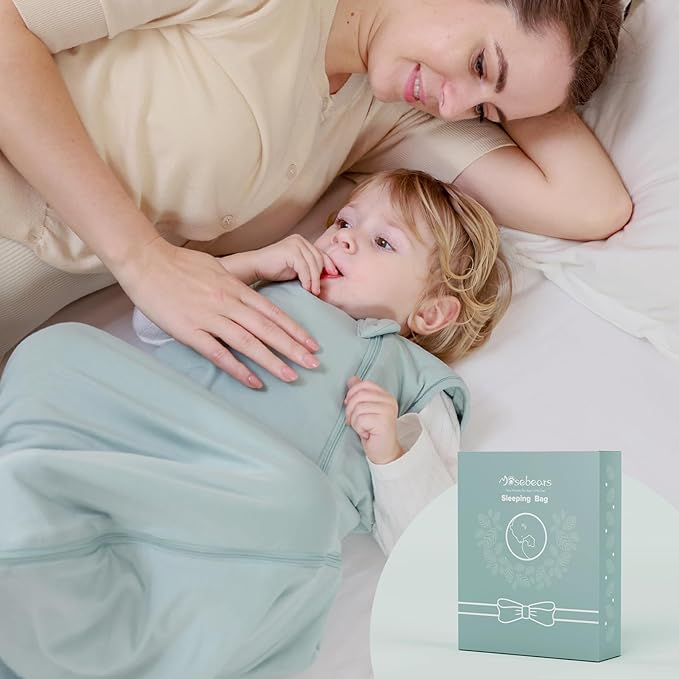 Mosebears Unisex Rayon Made from Bamboo Sleep Sack with 2-Way Zipper,2.5 Tog Baby Winter Sleep Sack (Calm Sage,6-18 Months)