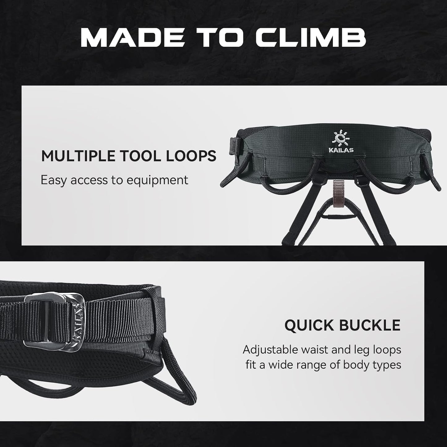 KAILAS Kids Rock Climbing Harness Child Safety Belt Climbing Gear Adjustable Lightweight Indoor Gyms Beginners Youth