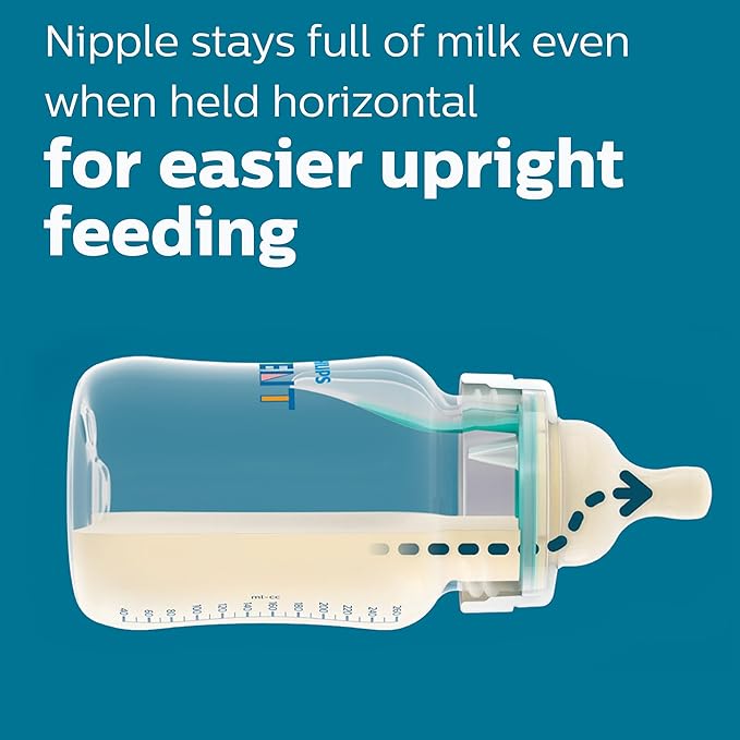 Philips Avent Anti-Colic Baby Bottle with AirFree Vent, 9oz, with Flow 2 Nipples, 1m+, Pink, SCY703/14 (Pack of 24)