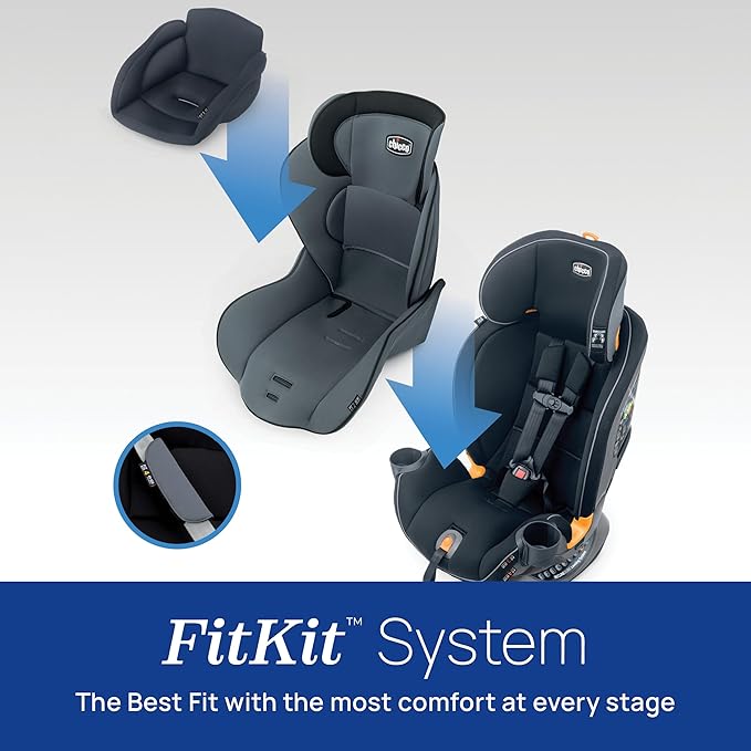 Chicco Fit4 4-in-1 Convertible Car Seat, Rear-Facing Seat for Infants 4-40 lbs., Forward-Facing Car Seat 25-65 lbs., Booster 40-100 lbs. | Element/Black