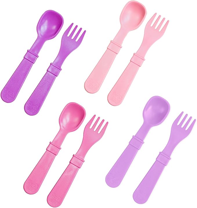 Re-Play Toddler Forks and Spoons Set - 4x4 Utensils Set for Kids - Dishwasher and Microwave Safe - Made in USA - Pack of 8-5.8" x 1.2" x 0.2" - Princess