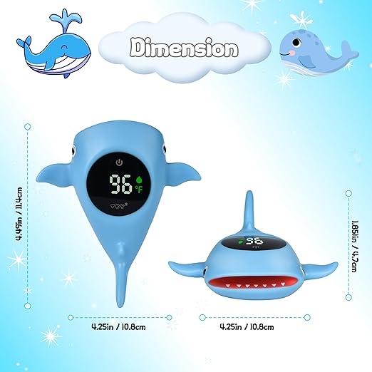 TKY Baby Bath Thermometer with Floating Toys - Digital Water & Room Temperature Monitor, Rechargeable Thermometer with Alerts for Newborn Bath Essentials, Infant Safety
