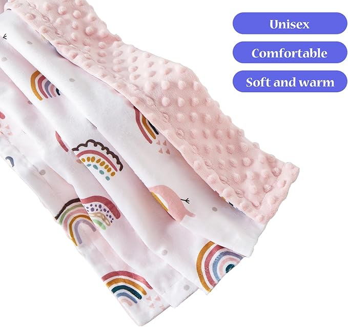 iEvolve Baby Nursery Bed Blankets Ultra Soft Double Layer Mini Blanket Minky Blanket Receiving Blankets Shower Gifts(30"*40",Rainbow)